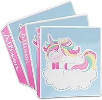 Vista 3 de Carpeta personalizada de 3 anillos de arcoíris y unicornios - 1 pulgada