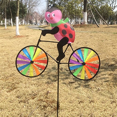 Molinillo de viento 3D con diseño de animales en bicicleta, para jardín o jardín