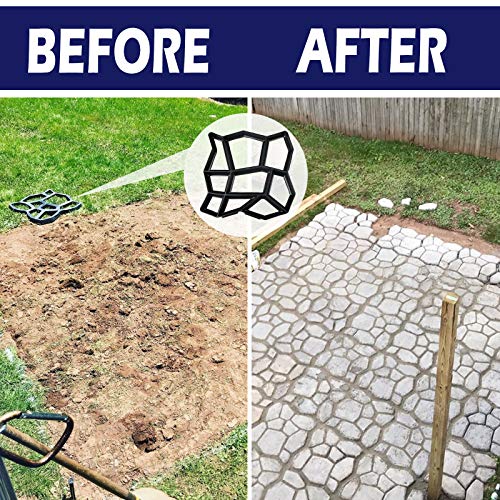 AICTIMO 2Pack Concrete Molds for Walkways, Stepping Stone Molds for Garden Path Reusable Walk Maker DIY Patio Pavers for Lawn Yard