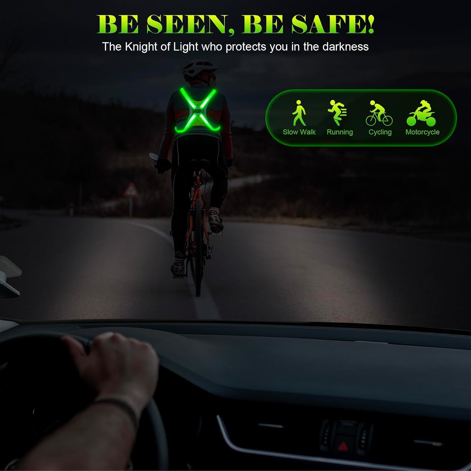 LED Reflective Vest, Light Up Running Vest, Rechargeable Reflective Running Gear for Walking Running Cycling at Night, Adjustable for Men Women - Image 6