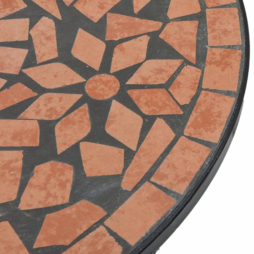 Tavolo da bistrot a mosaico, terracotta, diametro 50 x 70 cm, con piano in ceramica, stabile tavolo da giardino per balcone e terrazza, struttura in ferro verniciato a polvere, design a