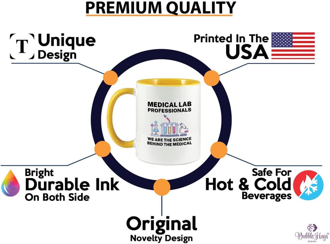 Med Laboratory Professionals 2Tone Mug 11oz Yellow -Med Laboratory Professionals B - Doctor Pharmacist Nurse Pediatrician Lab Scientist Lab Assistant Biologist Microbiology