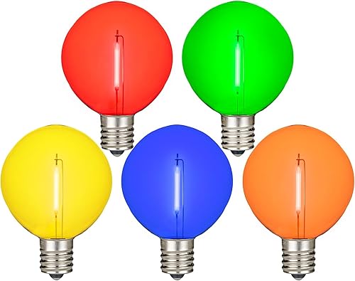 Miniatura 54 de Novelty Lights Paquete de 25 bombillas LED G50 de filamento blanco cálido, base intermedia E17/C9, equivalente a 7 W, bombillas de repuesto Blanco