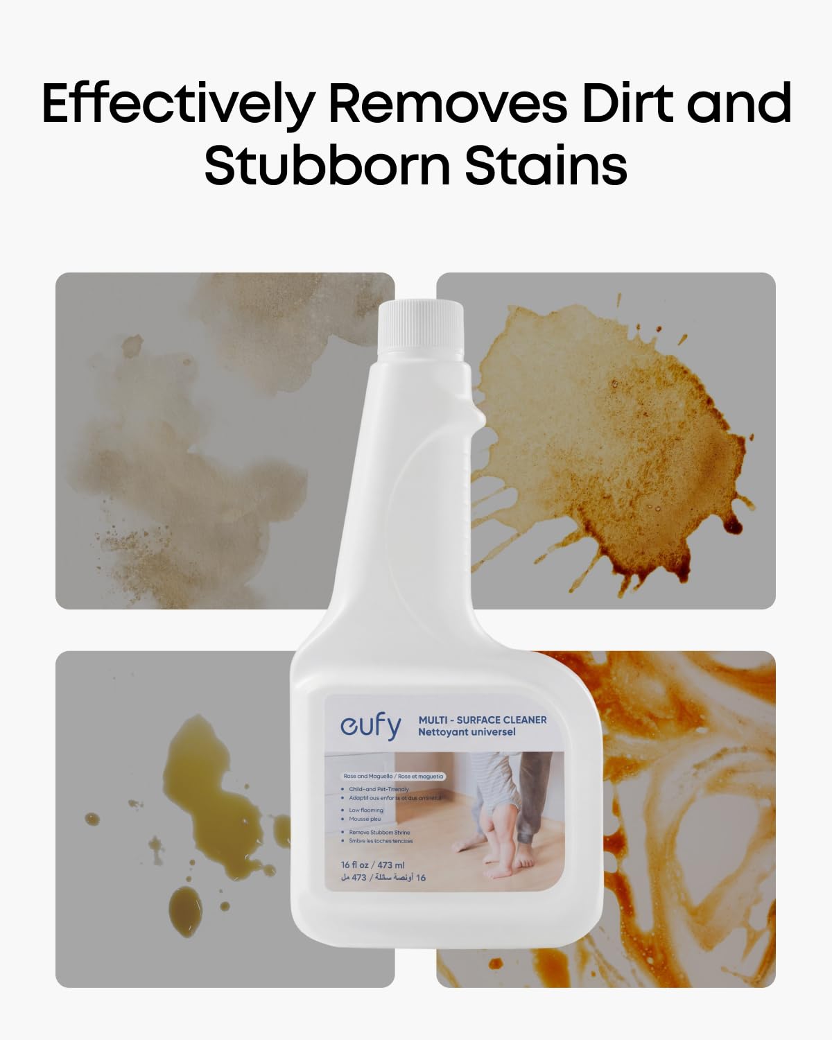 eufy RoboVac - Solución de limpieza de suelos duros (2 botellas), compatible con X10 Pro Omni, X9 Pro, X8 Hybrid, X8 Pro, X8 Pro SES, 473.2 ml, limpiador de suelos
