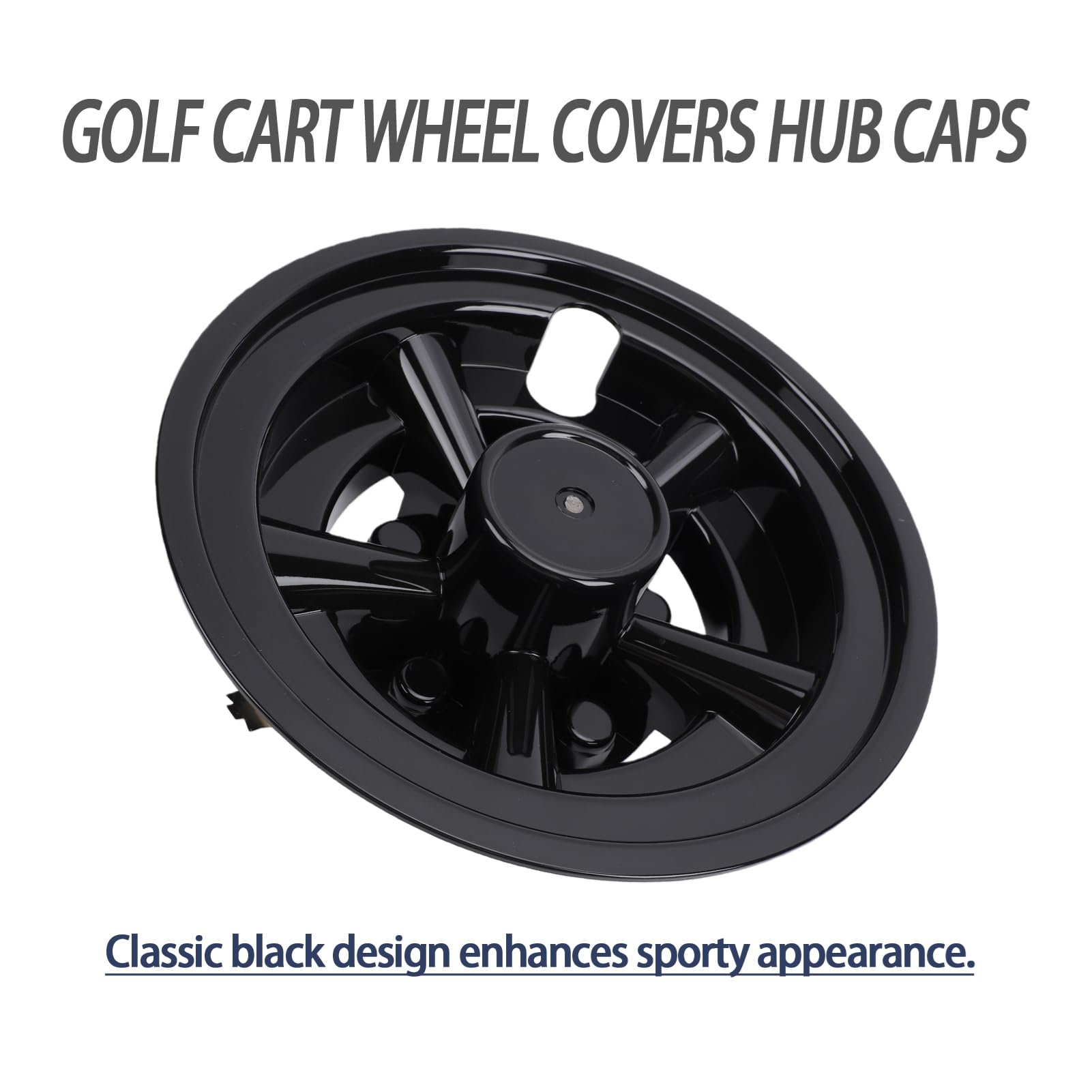 Paquet de 4 Couvercles de Moyeu de Roue de Chariot de de 8 Pouces, Remplacement de Capuchon de Moyeu de Chariot de Noir pour Voiture de Club E Z GO, avec Conception à Clipser