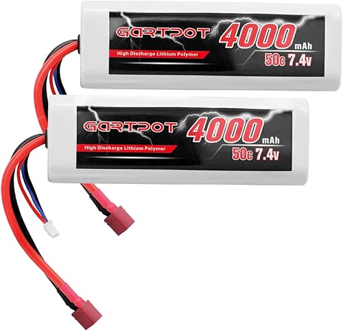2S 4000mAh 7.4V 50C RC LiPo Batería Hardcase con T Plug para Tamiya TT01 TT02 RC Vehículos Camión Losi Slash Buggy Racing Hobby (paquete de 2)