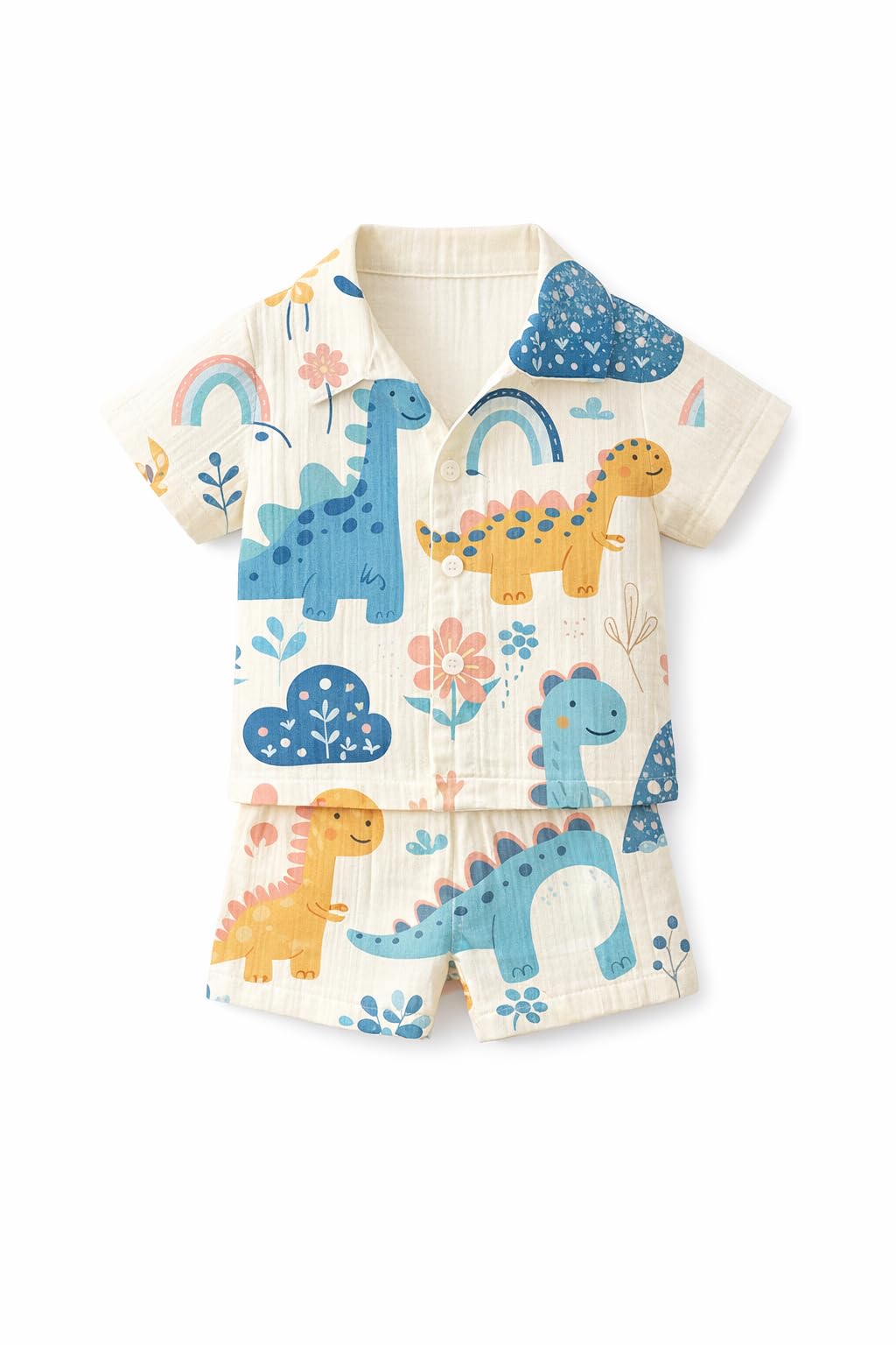 fashionable Cotton Blend Co-ord Set With Plain Color | Summer Short Sleeve Shirt and Shorts Set | Kids Casual Shirt & Shorts | Regular Wear-image-12