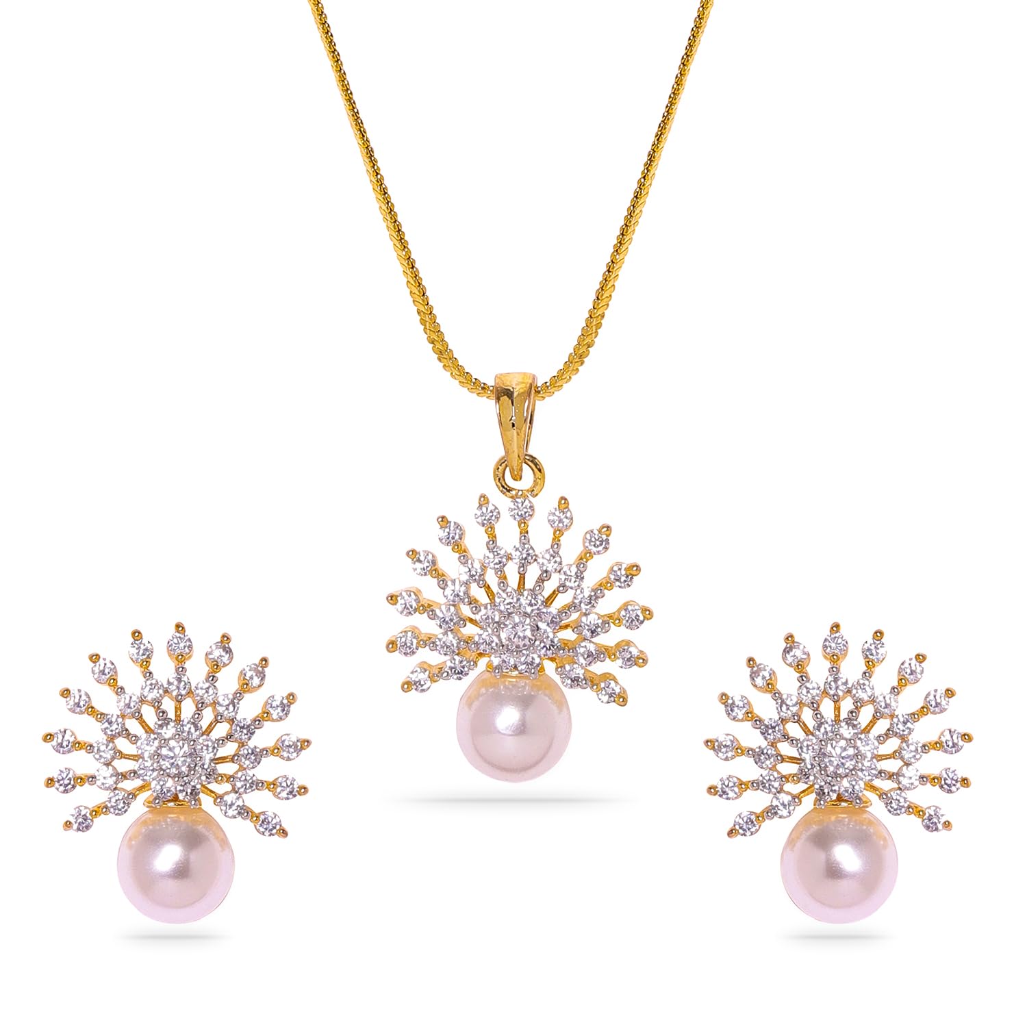 22K Gold-Plated Handcrafted Artificial Jewelry Set-Cubic Zirconia Studded with Matching Earrings For Women and Girls – Perfect for Weddings and Special Occasions-image-17