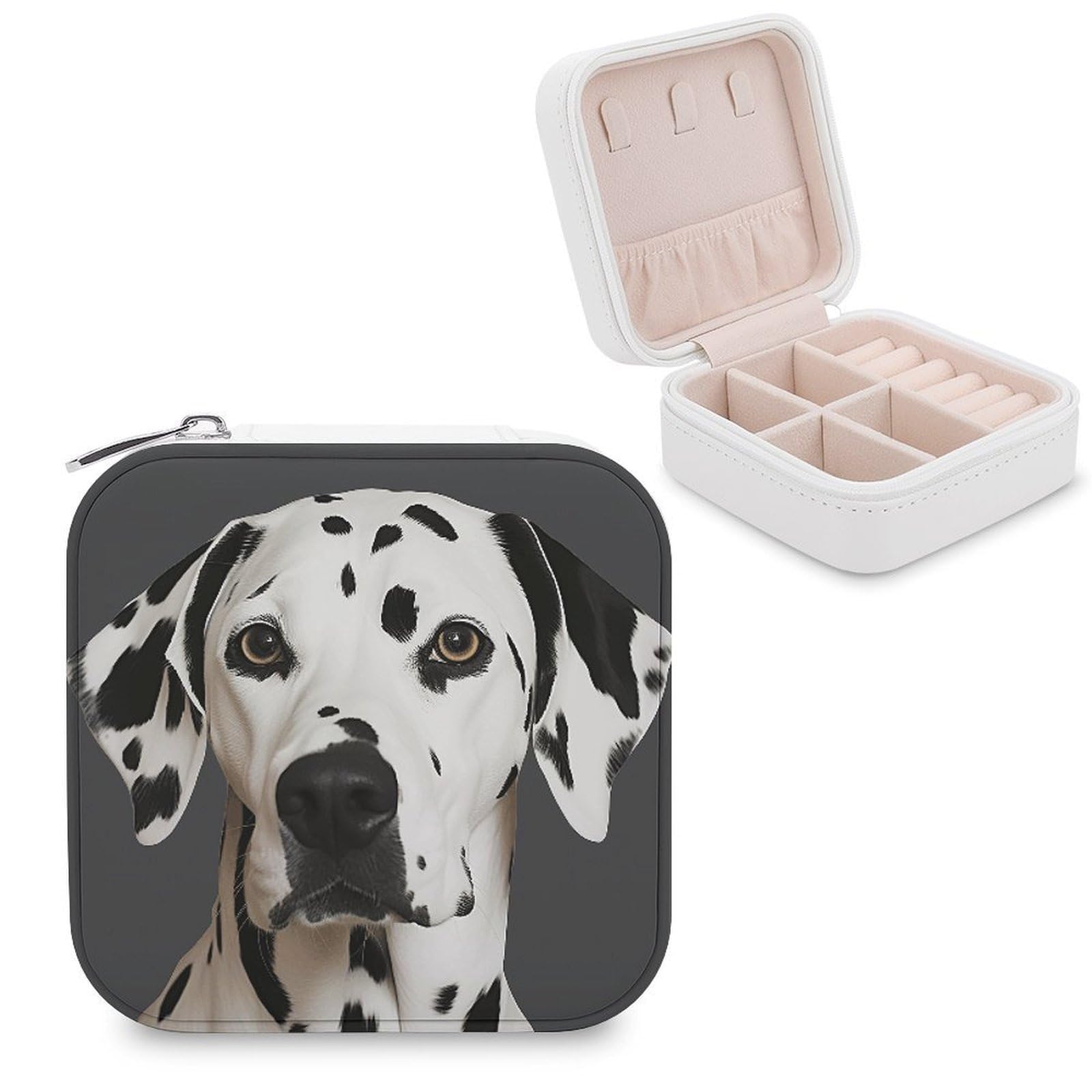 VstaDank Dalmatian Jewelry Box Exquisite Leather Jewelry Organizer Portable Trinket Organizer Fashion Travel Jewelry Case for Rings Earrings Necklaces Unique Gifts for Women