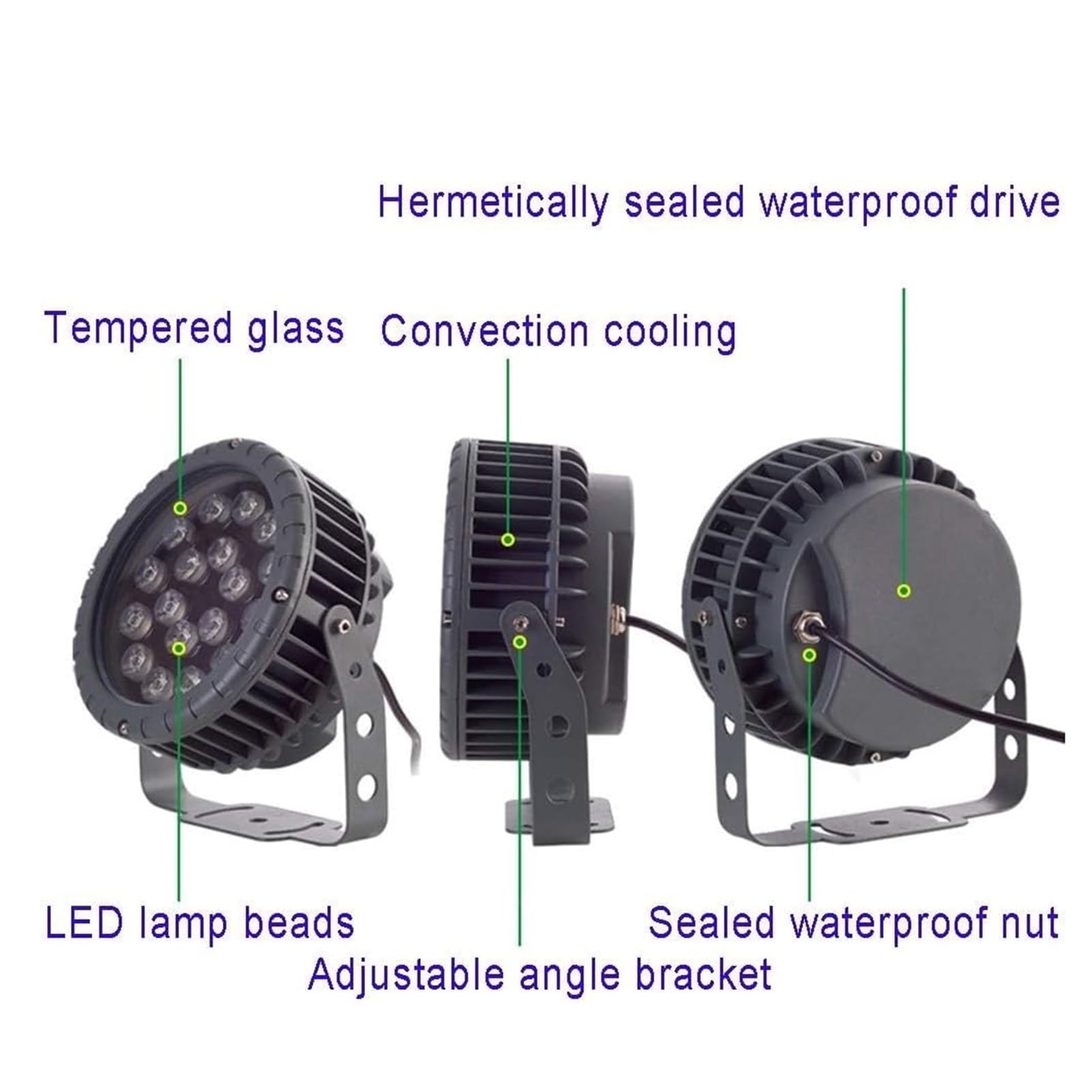 Proyector Giratorio - Lámparas De Paisaje, Foco De Luz LED De Haz De CA 85-265V, Focos LED Impermeables IP65, Iluminación De Caminos Y Árboles Para Patios Exteriores(Positive White Light,36W)