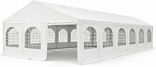 Partyzelt 6x12 m, 620g/m² PVC Eventzelt, Feuerhemmend & Wasserdicht, Klicksystem ohne Schrauben, Stahlrahmen, Inkl. 16 Fenster- & 2 Türseitenteile, Weiß