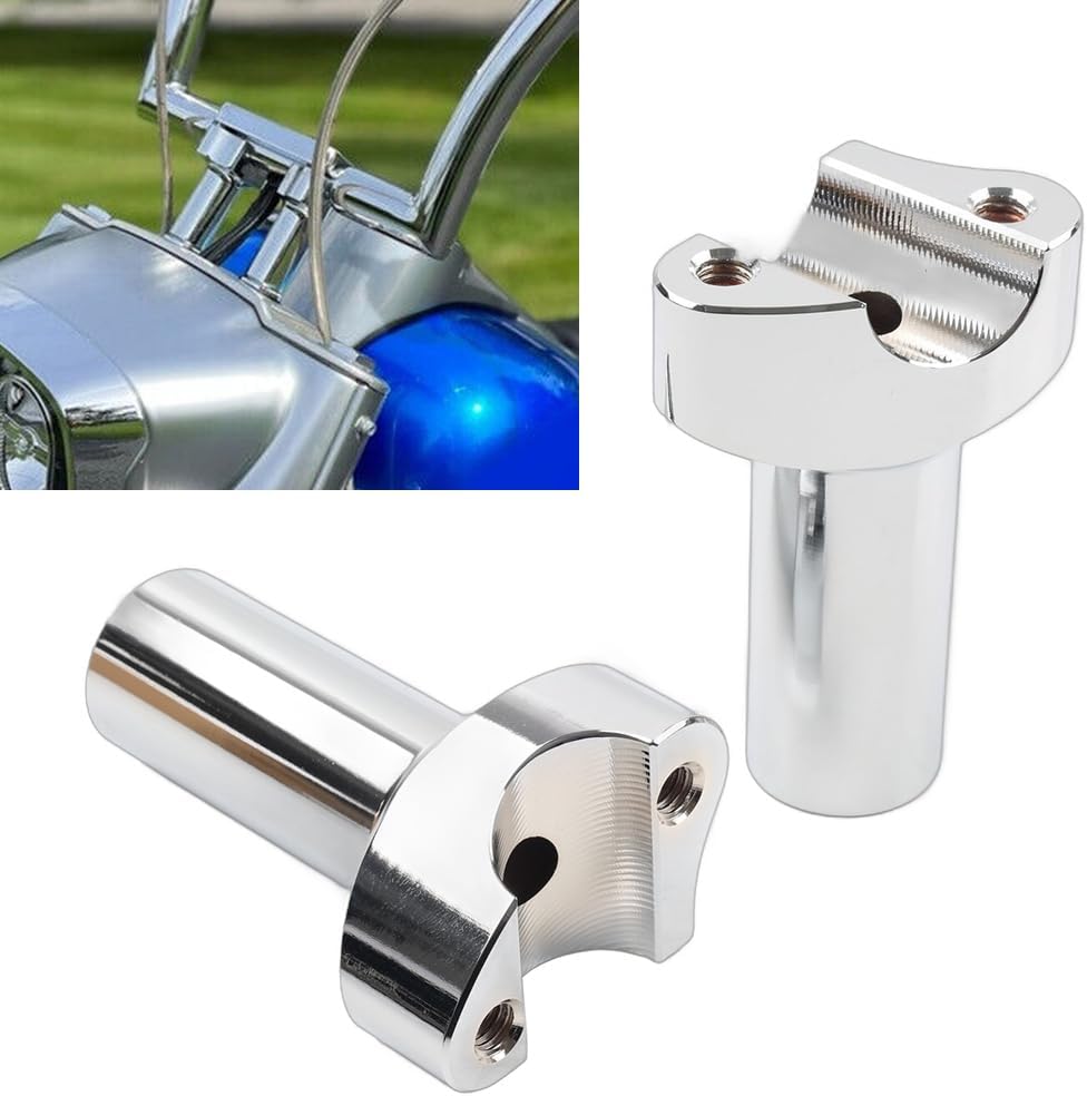 Rbanna1 Motorbike 3.5" Handlebar Straight Risers Clamp for Harley-DAVIDSON Dyna for Street bob for Sportster for Softail CNC Chrome