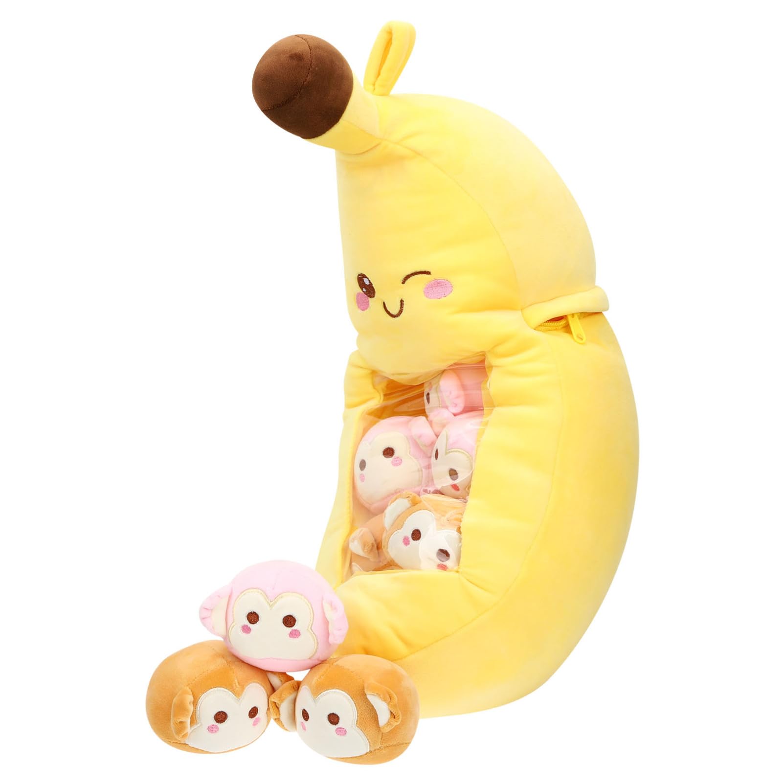 Abaodam 1 Ensemble Coussin Peluche Banane de Jouets Mini Dolls avec Fenêtre Transparente et Décoration Pratique pour Chambre pour Fêtes et