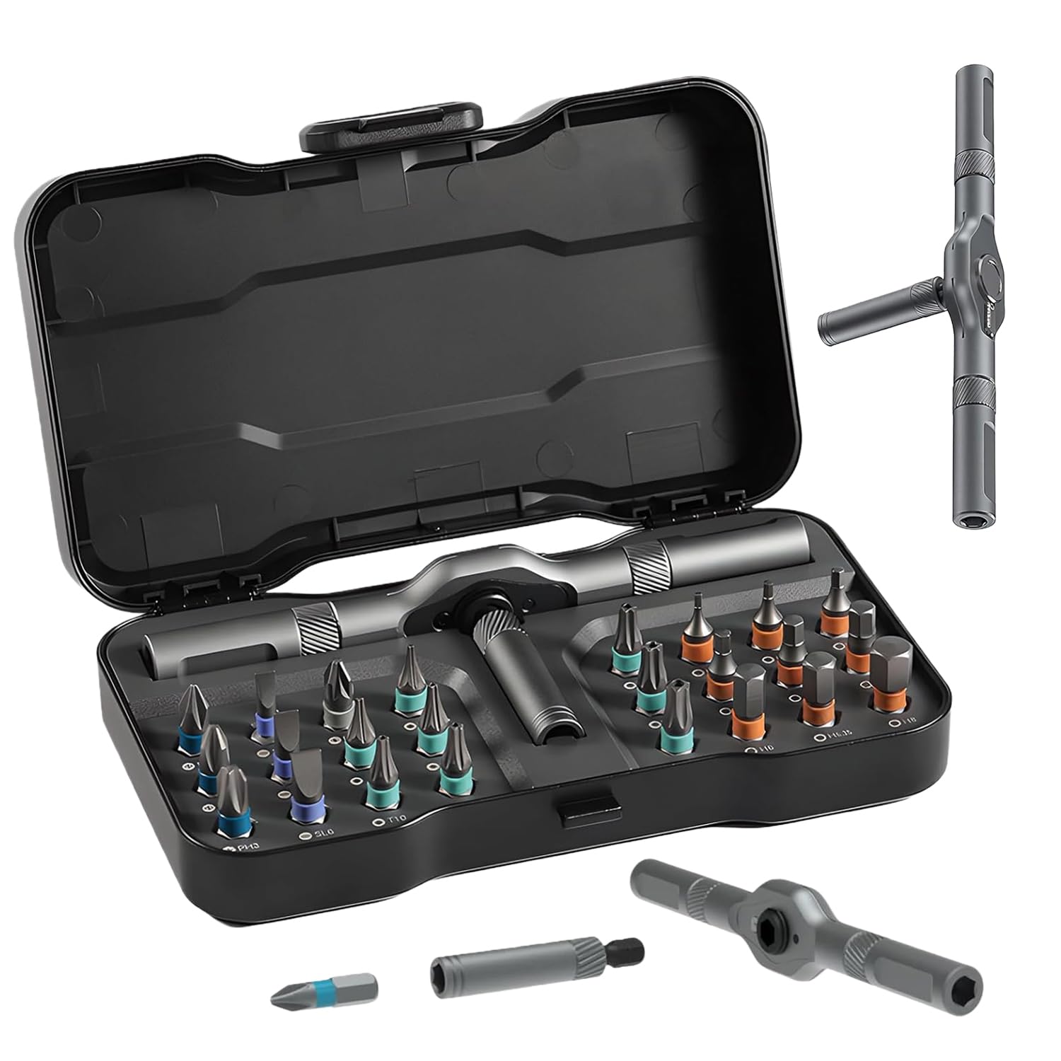 24 in 1 Magnetic Ratchet Screwdriver Set, Bit DIY Screwdriver Set with Detachable Ratchet Handle, Precision Repair Tool for Computer, Eyeglass, Watch, Bicycle, Furniture, DIY and Christmas Gifts