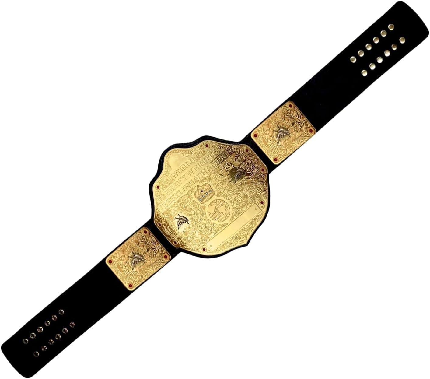Big Gold Championship Title Replica - World Heavyweight Championship Replica - Adult Wrestling Belt Leather Adjustable Strap Champ Belts
