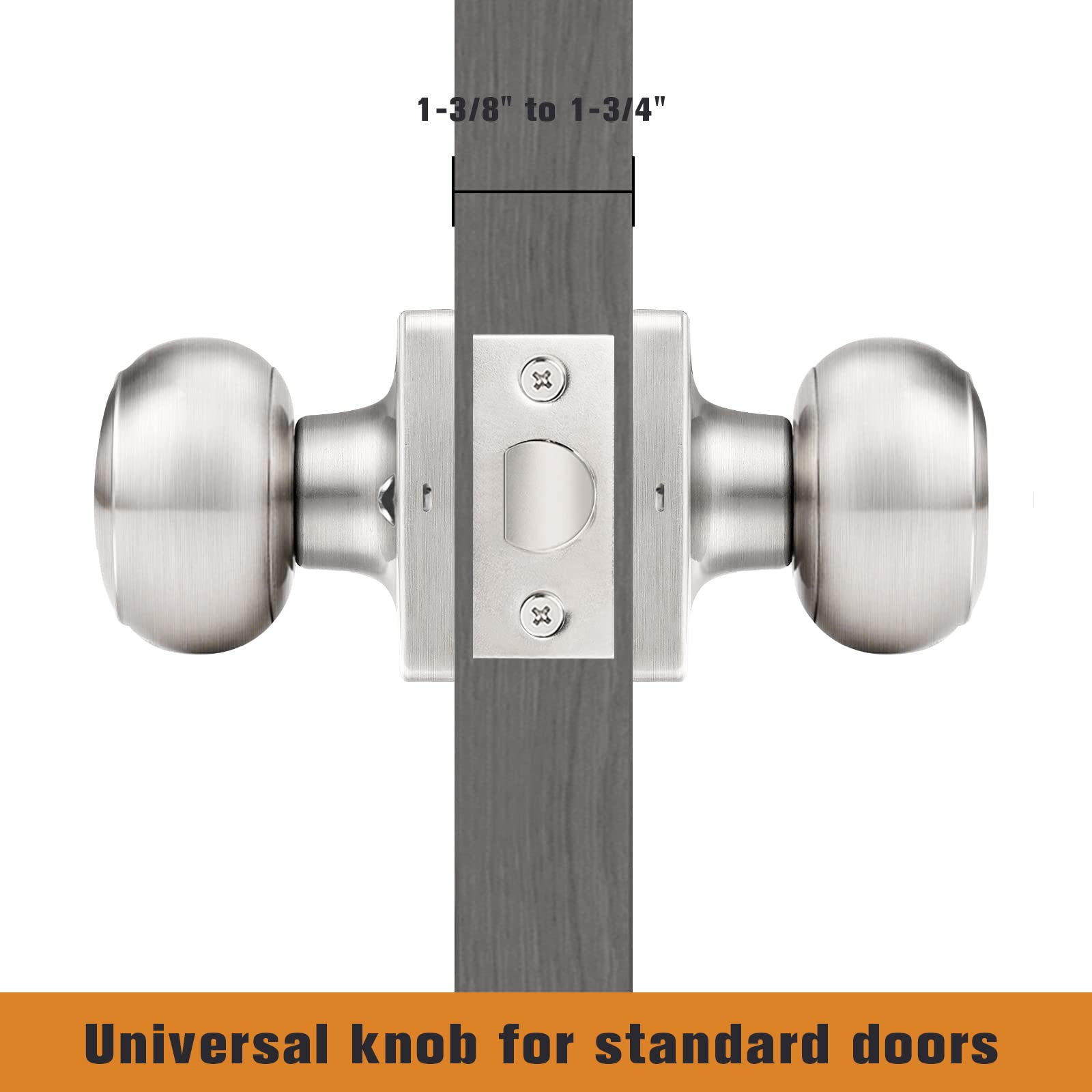 Brushed Nickel Passage Door Knobs - 6 Pack -5