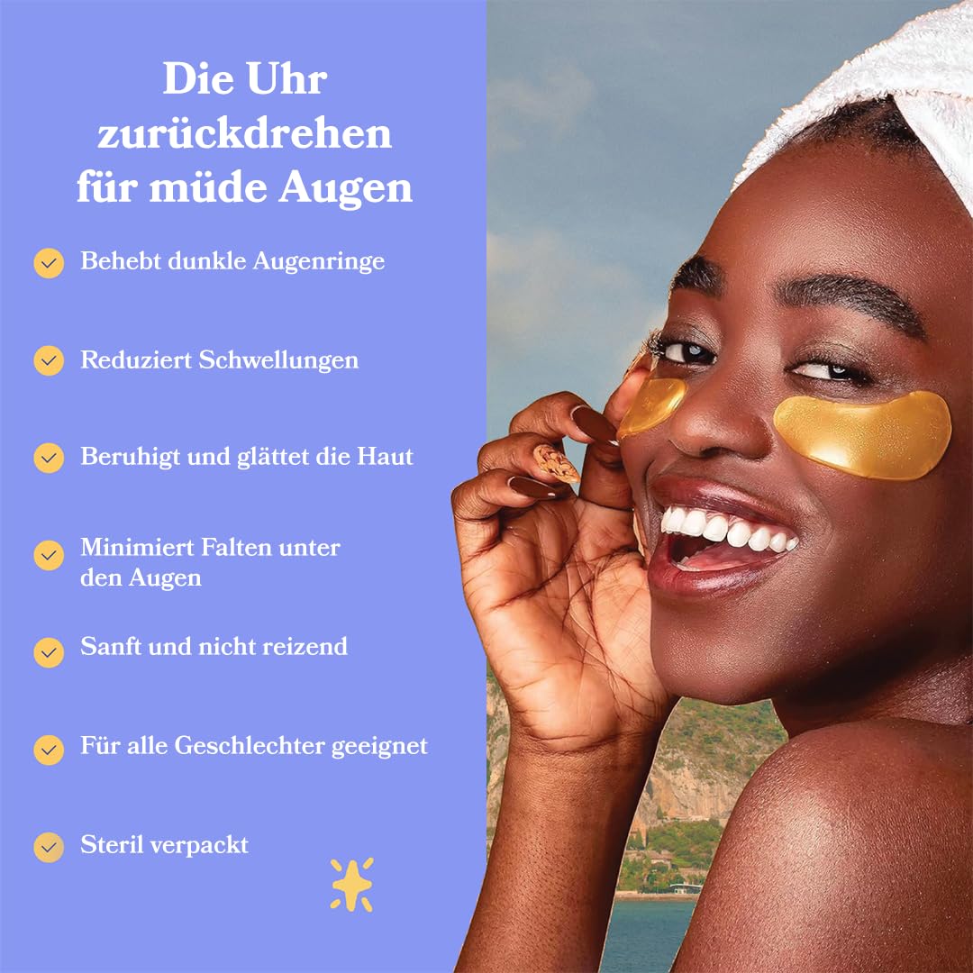 LE GUSHE - Augenpads Gegen Augenringe, Eye Pads / Augenpads Gegen Tränensäcke und Falten, Erfrischende Augenmaske, Gel Eyepatches [20 Paare, Gold]