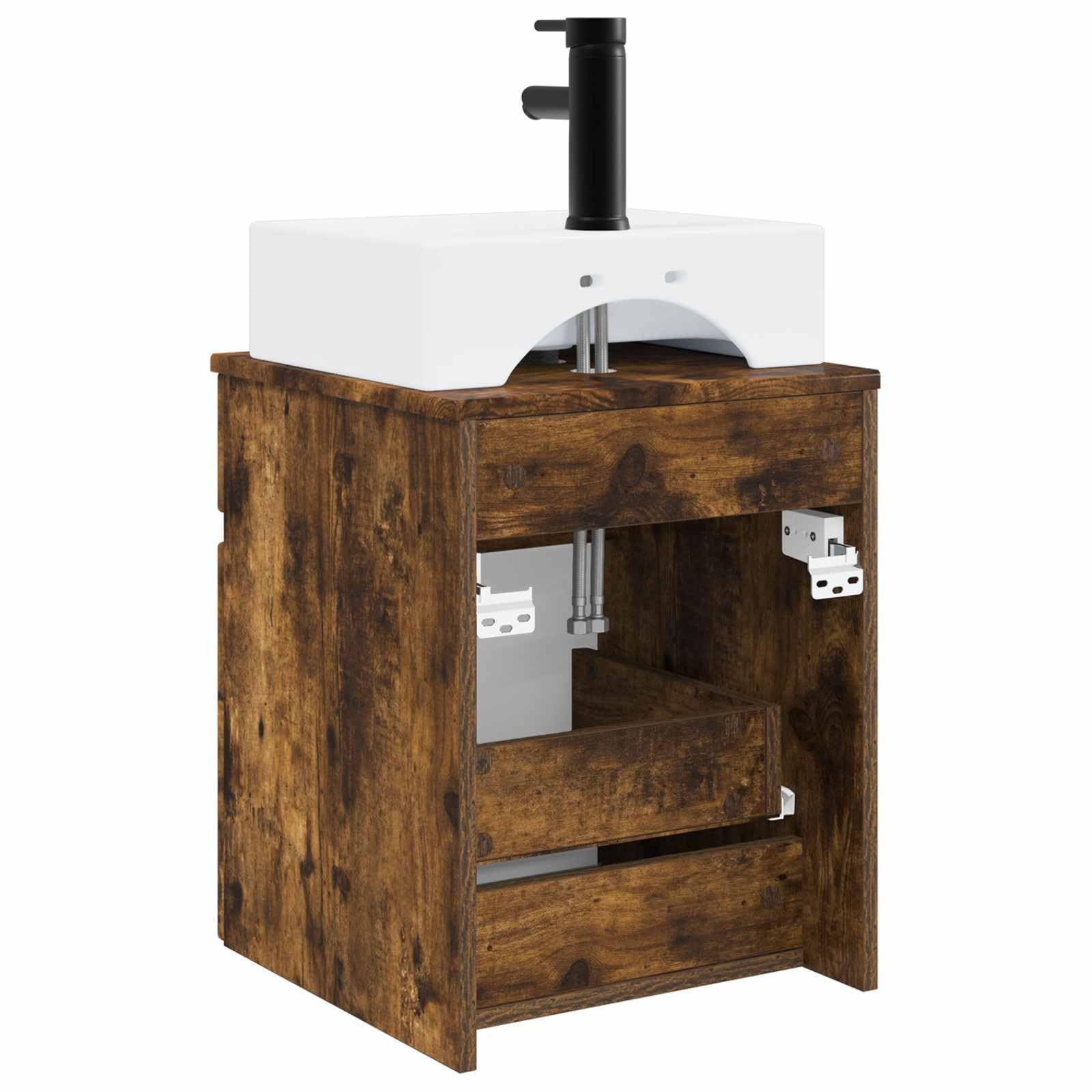 Mobile sottolavabo da parete, rovere affumicato, 39 x 41 cm