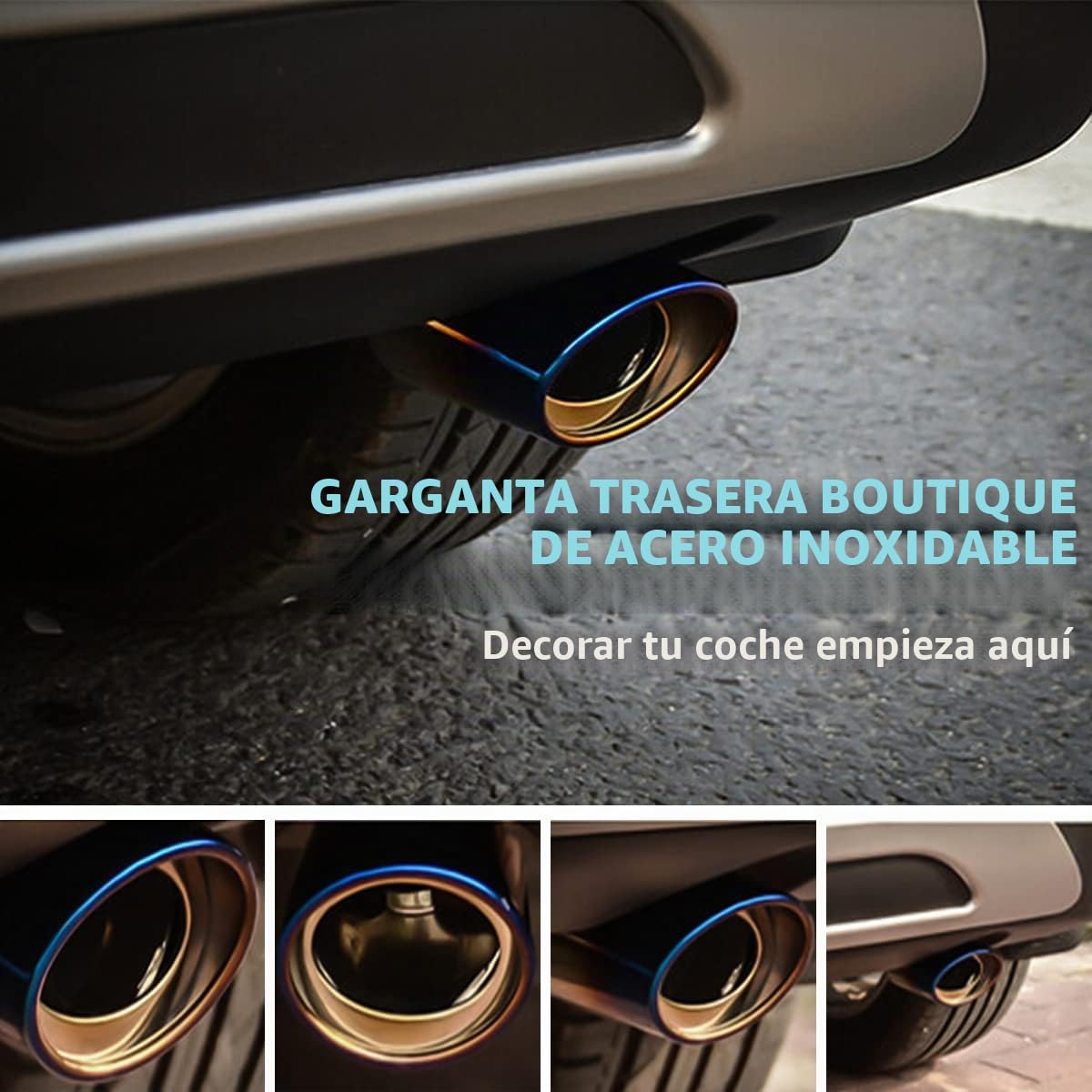 Interfaz De Tubo Escape De Coche Acero Inoxidable, Acero Inoxidable Tubo de Cola Silenciador Trasero, Punta Extremo de Tubo de Escape Universal para Coche, para Coche Tubos(Plata Curvado)