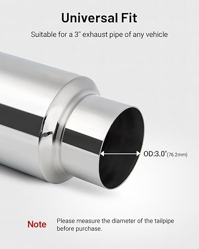 Vista 3 de EVIL ENERGY Silenciador de escape, punta de escape de acero inoxidable, longitud universal de 18.5 pulgadas