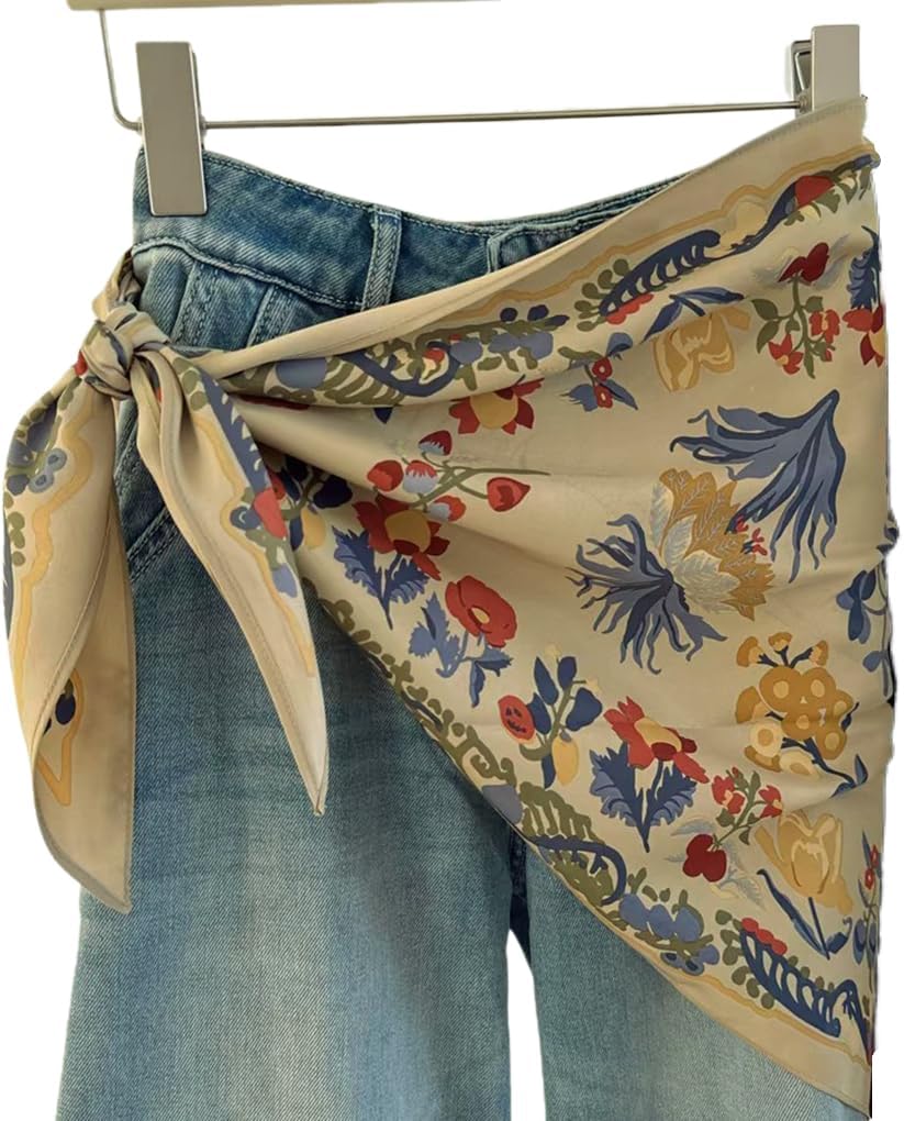 Women's Triangle Scarf Belt Satin Skinny Waist Sash Tie Wrap Fashion Accessory Dresses Pants Neck Scarf Hair Wrap
