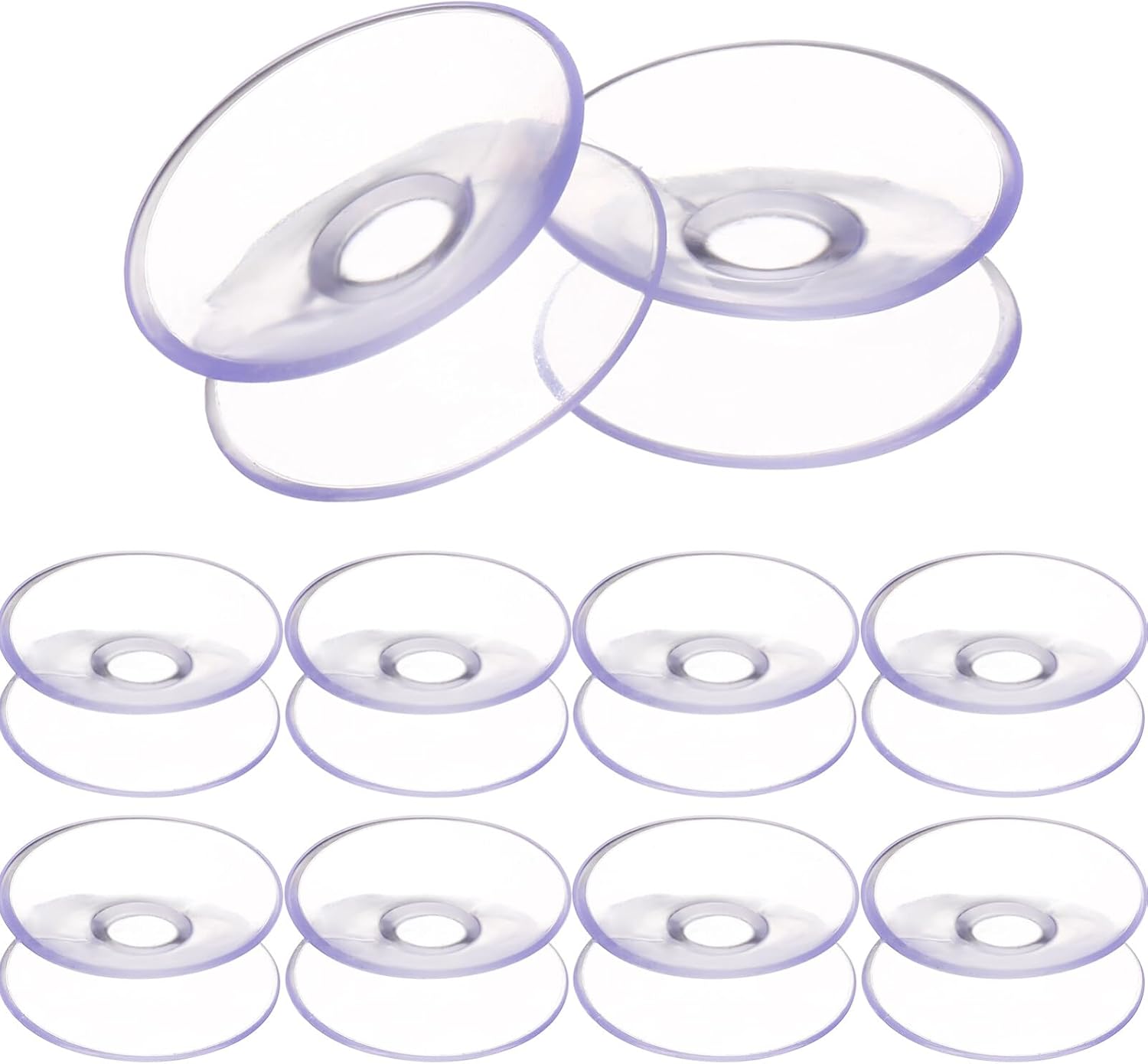 Luxshiny Double Sided Suction Cups 10 Pack 1.18 Inch Clear PVC Pads for Glass Mirrors Windows and Bathroom Organization Holding Lightweight Items Securely