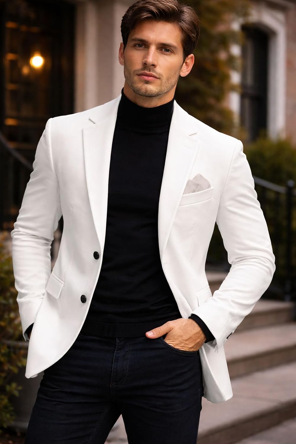 Men's Velvet Slim Fit Blazer Notch Lapel Single Breasted Business Suit Jacket