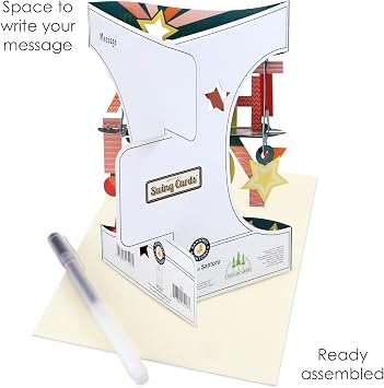 SANTORO Swing Card, 3D Pop Up Greeting Card - Thank You - for Her, Him, Kids, Birthday, Graduation, Thank You Card for Teacher