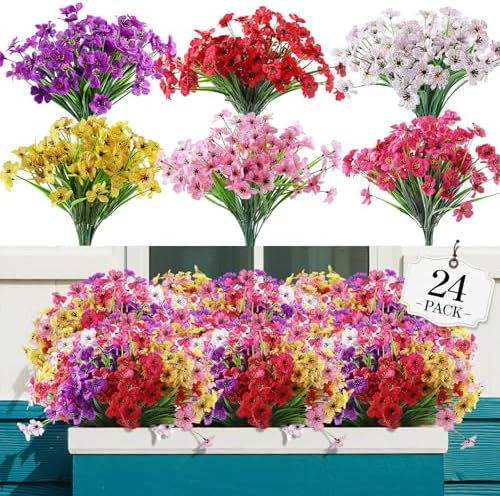 AGIRL 24 Bundles Artificial Flowers for Outdoor,No… AGIRL 24 Bundles Artificial Flowers for Outdoor,No…