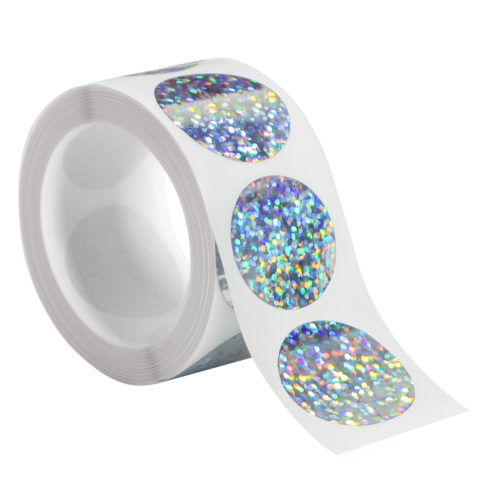NALACAL 300 Pack Scratch Off Stickers, 1" Round Circle Scratch Off Labels, Self Adhesive Scratch Off Cards for Lottery Tickets DIY, Raffle Card Creating (Holographic Silver)