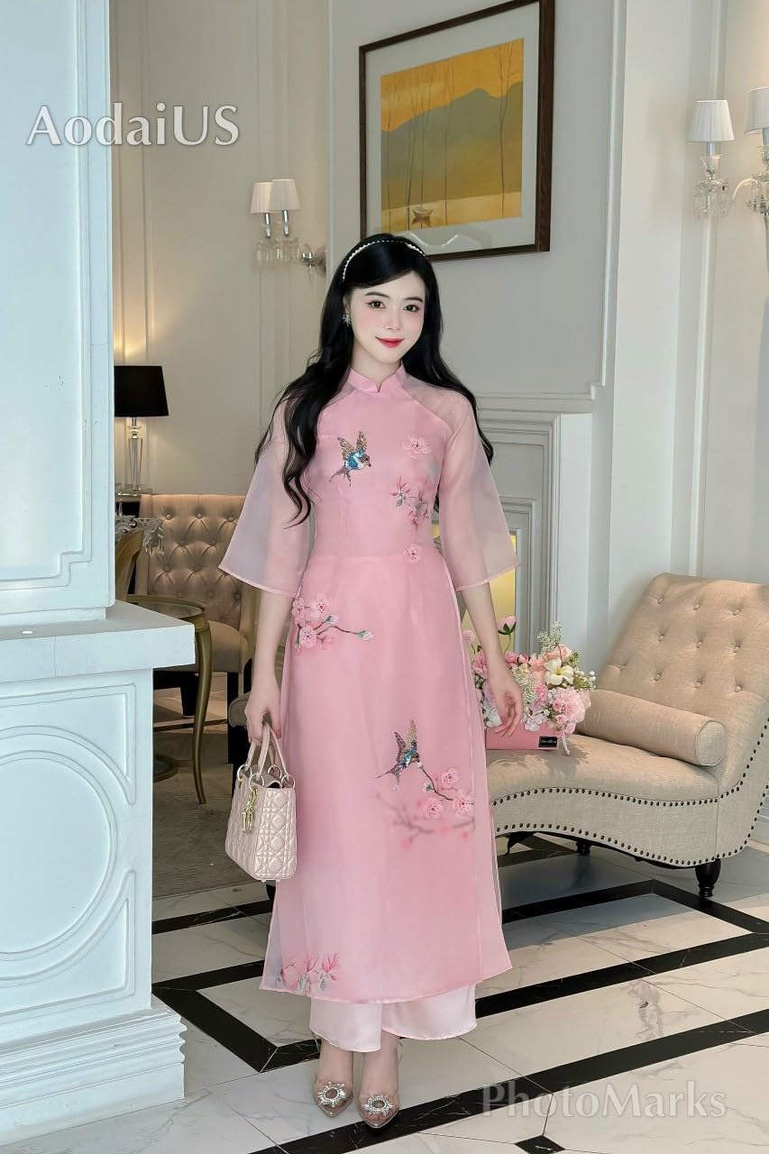 H22 Red Pink Modern Ao Dai Vietnam Vietnamese Traditional Ao | Desertcart  Montenegro