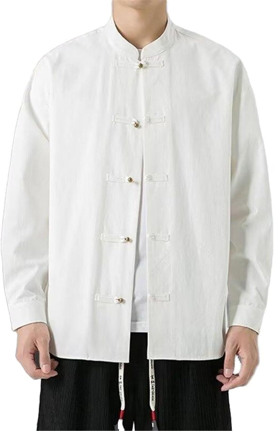 Men's Stand Collar Zhongshan Suit Shirt Spring Fall Vintage Chinese Top