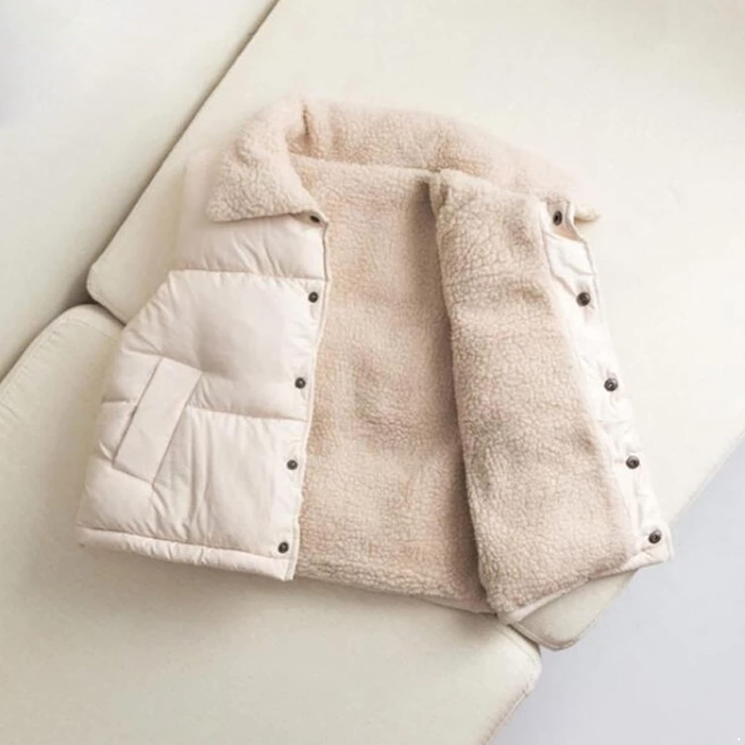 Toddler Kids Sherpa Line Coat Vest Winter Warm Sleeveless Waistcoat Jacket Outwear