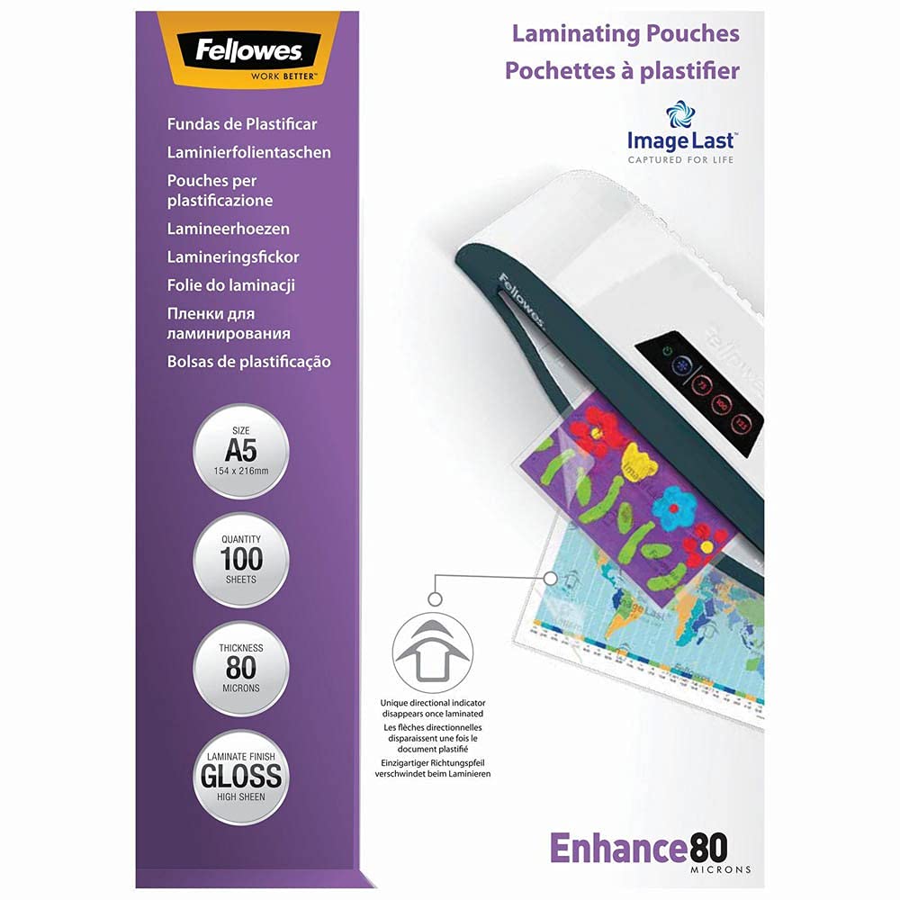 Fellowes Laminating Pouch A5 2x80 Micron Gloss (Pack 100) 5306002