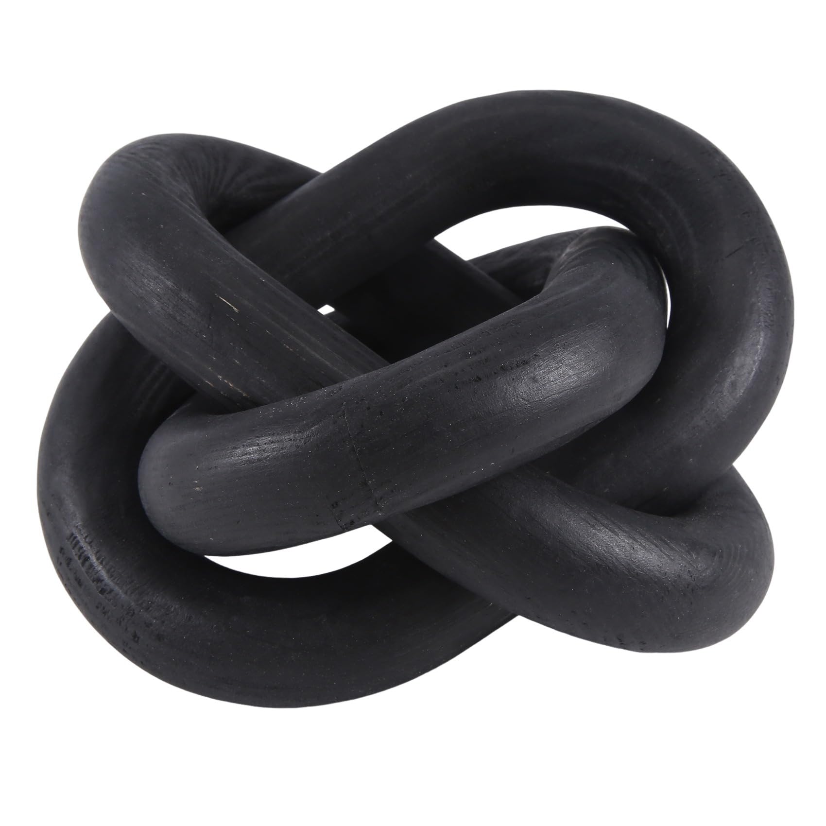 MOLERRI 1 PCS Wood Chain Link Decor 3 Link Wood Knot Decor Hand Carved Coffee Table Decor Modern Farmhouse Shelf Decor Boho Black