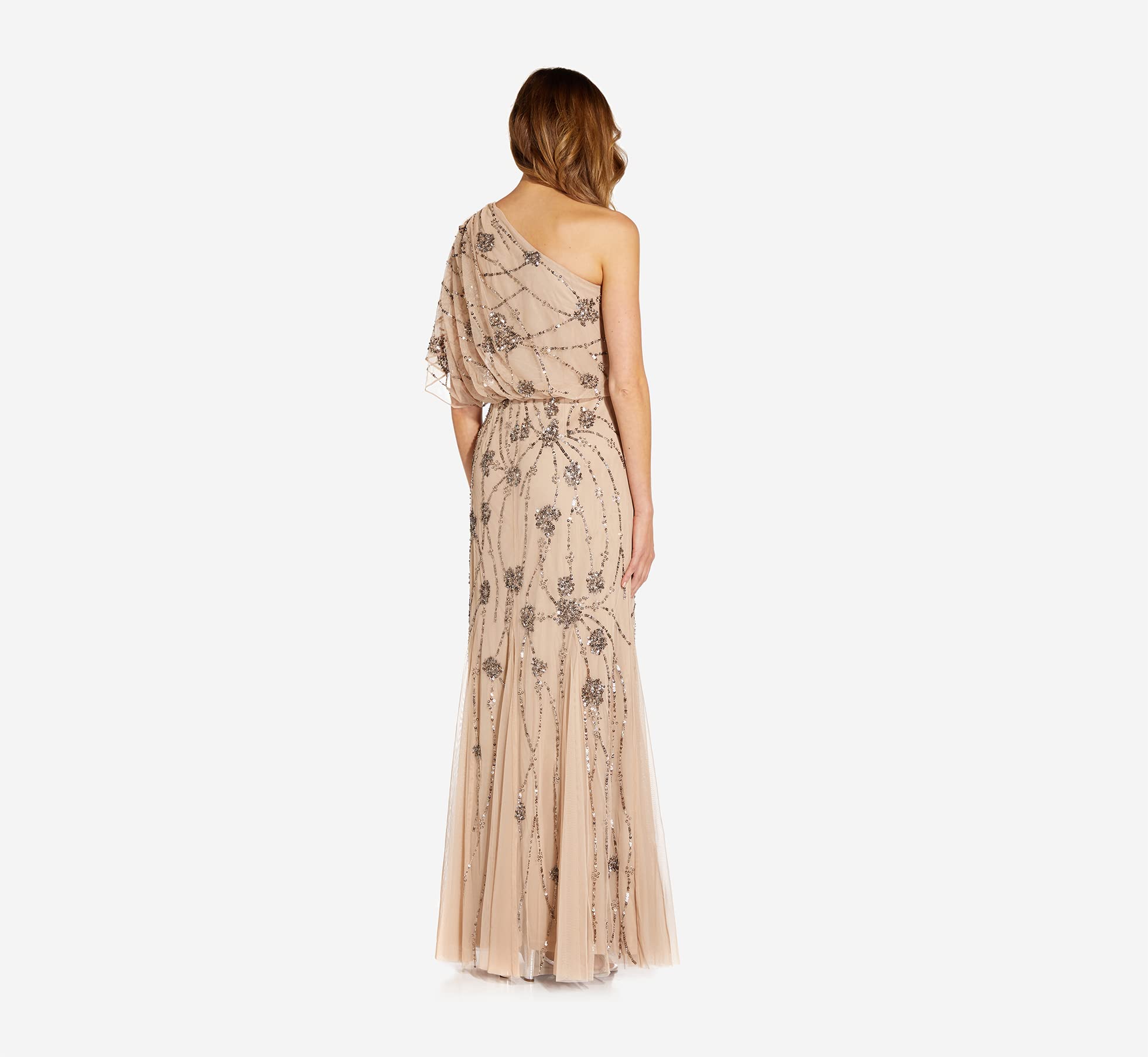 Adrianna Papell One Shoulder Beaded Gown Vestido para ocasión Especial Mujer (Pack de 1)