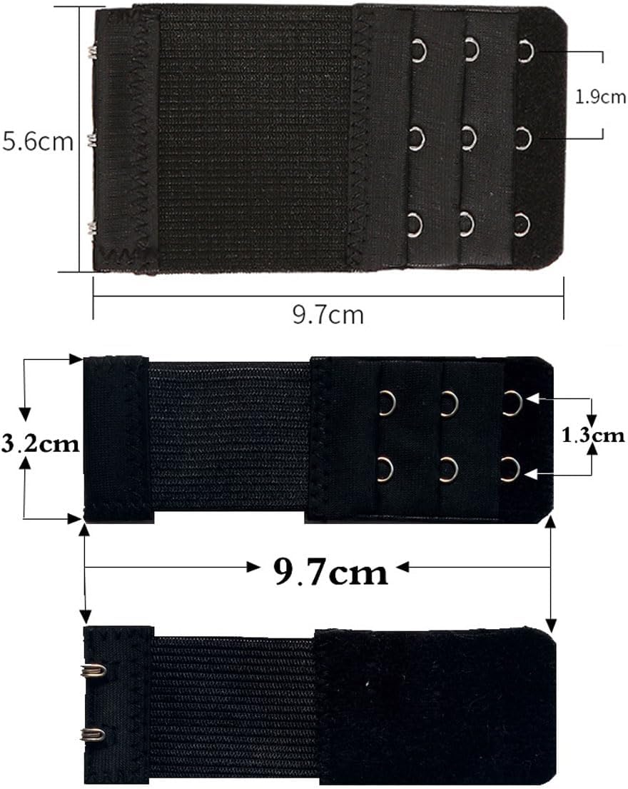 12 pieces bra extenders 2 and 3 hook strapless corset strap bra hooks clips extenders replacement plus size black, skin tone