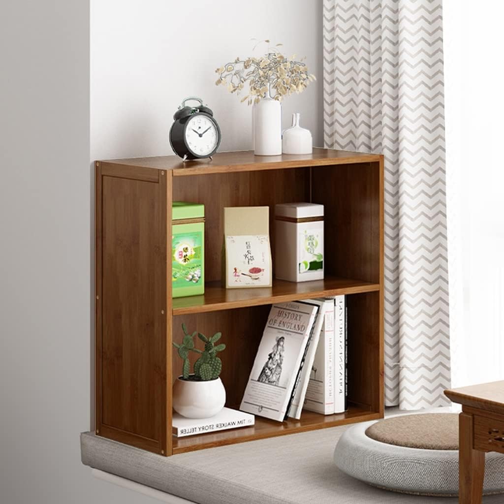 2 Tier Open Bamboo Bookcase,Bathroom Storage Cabinet, Organizer Shelves for Books,Plants,Toys, Souvenirs, Potted Plants Display (Color : A, Size : 60 * 25 * 93cm) (A 60 * 25 * 63cm) image 2