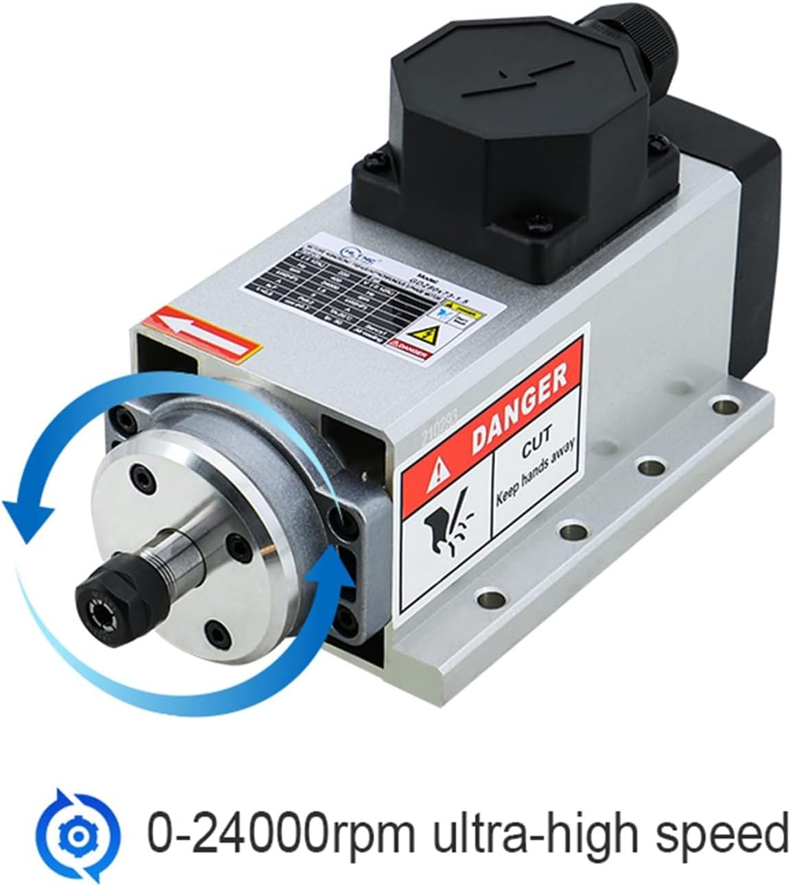 110v Spindle Motor Kit，1.5kw Square Air Cooled Spindle Motor 24000Rpm 400Hz,VFD Variable Frequency Drive ，7 pcs ER11 Collets （1-7mm） for CNC Router Engraving Milling Machine