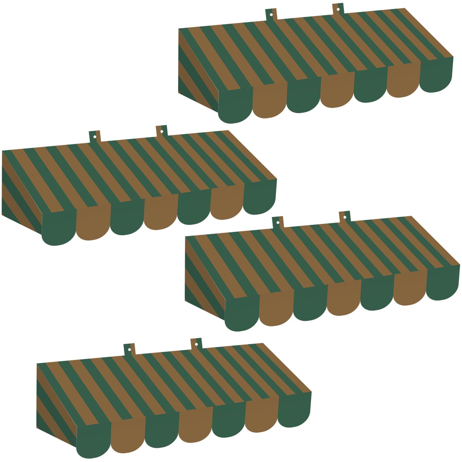 Tallew 4 Pcs 3D Cardboard Awning Wall Decor, Stripe, Brown Green