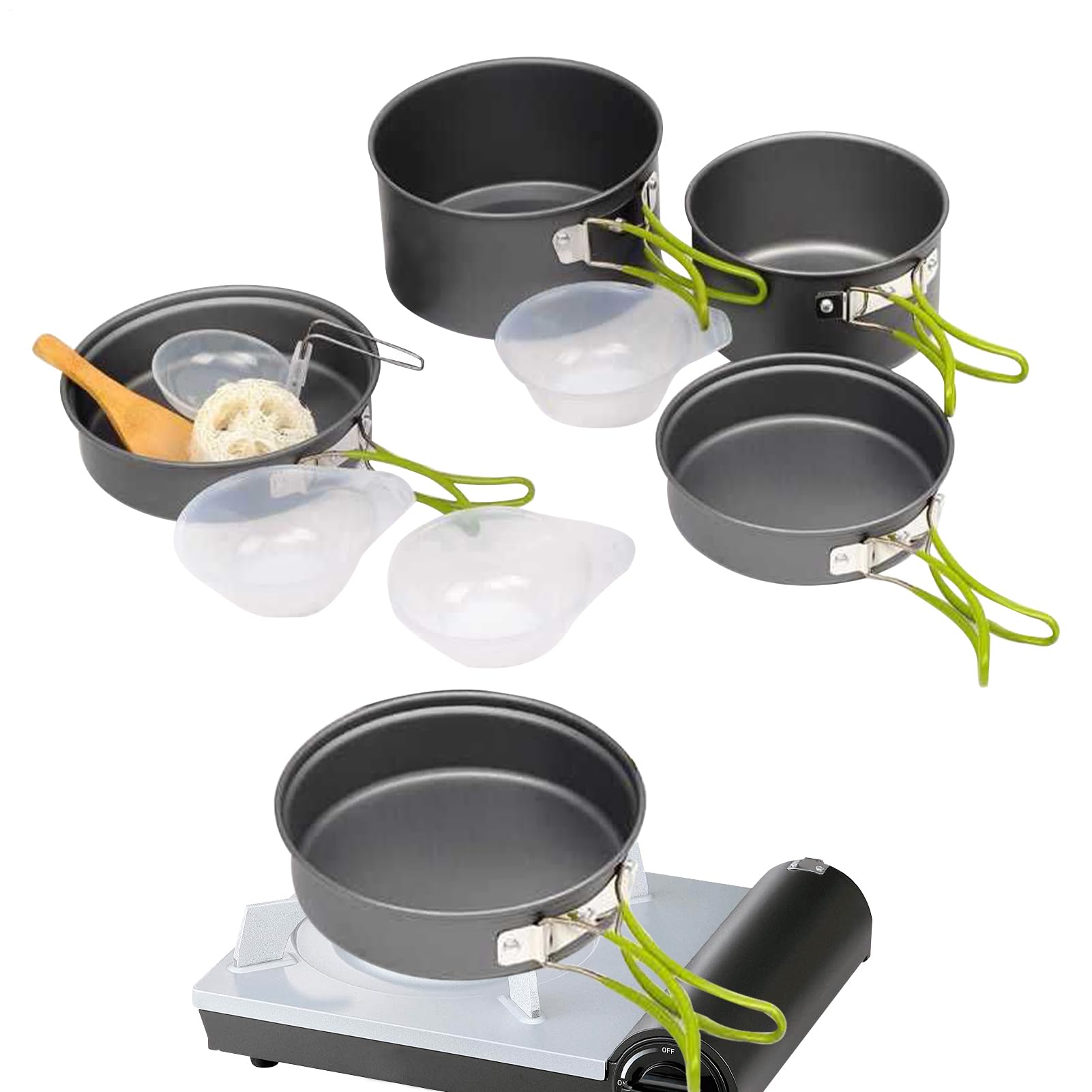 Zestaw Do Gotowania Na Kemping Nieprzywierająca Patelnia Do Układania W
