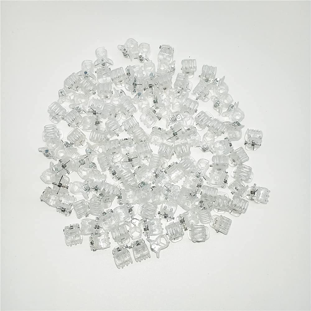 100 mini spinek do włosów, plastikowe klipsy do włosów, małe szczęki dla dziewcząt i kobiet, prezenty (1 cm przezroczyste)