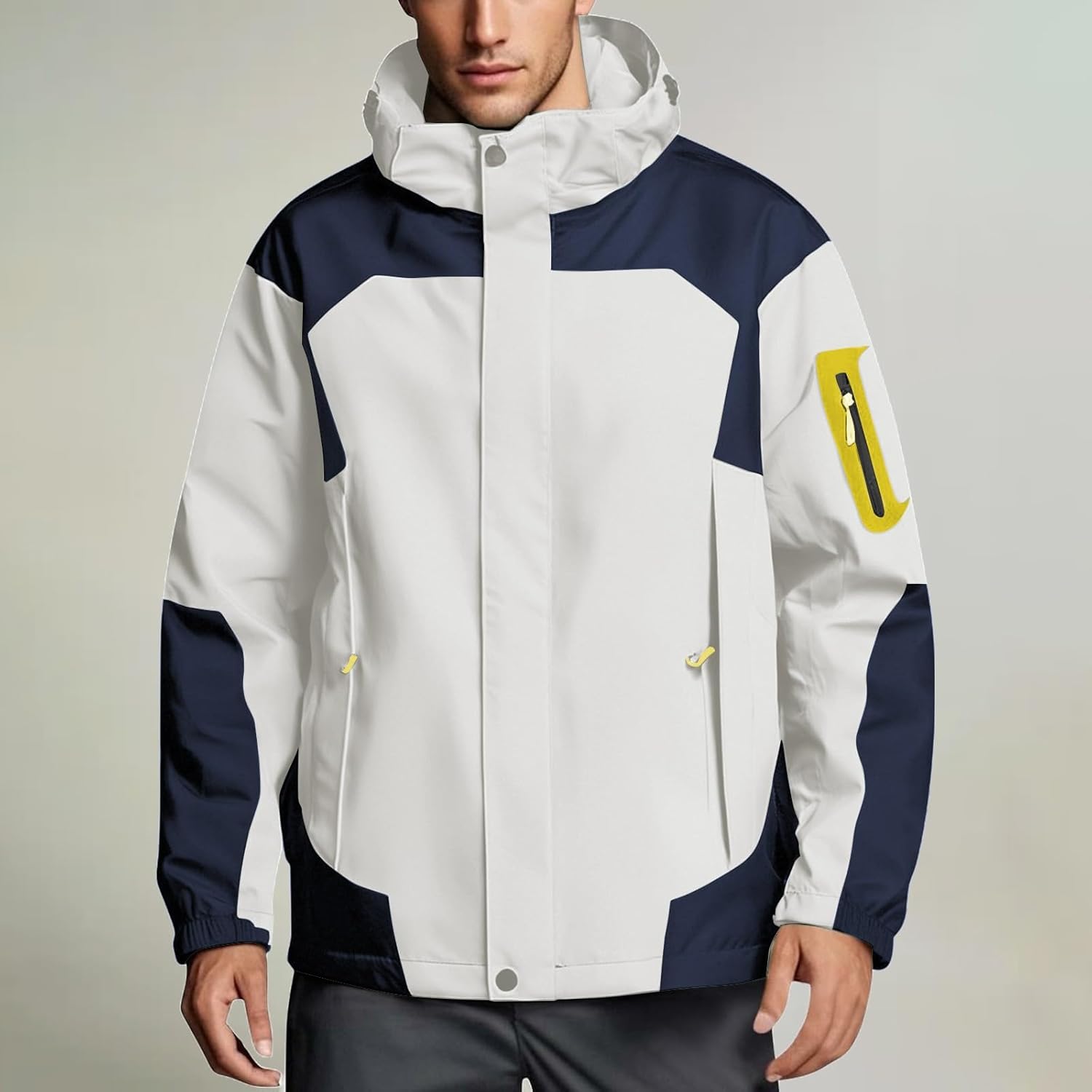 JOFOW Men's Jacket Softshell Waterproof Fashion Military Lightweight Hiking Spring Hood Coats