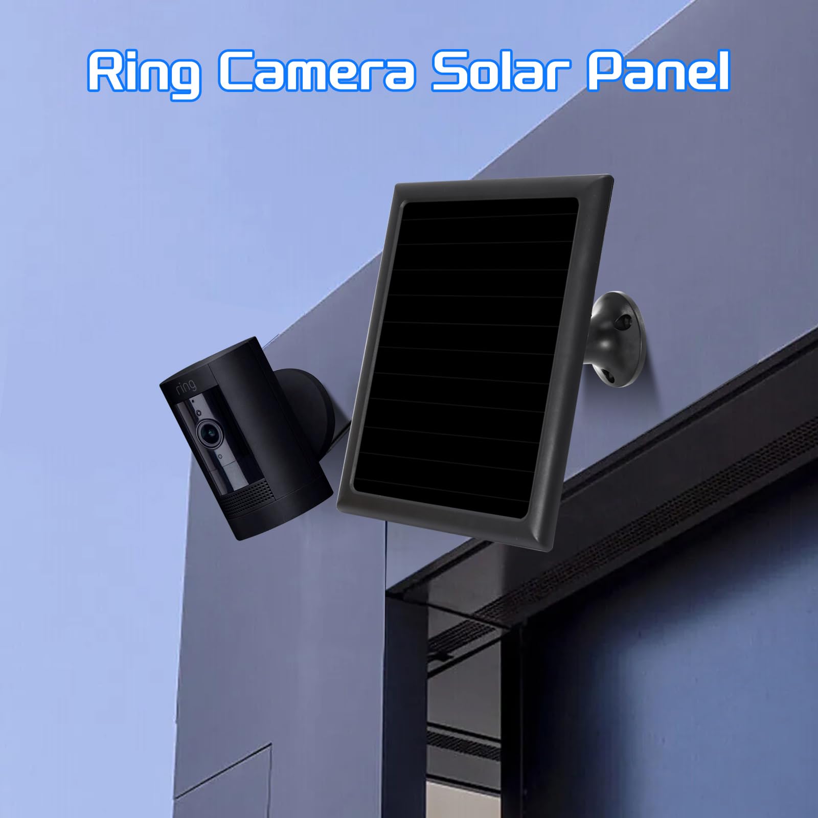 Ładowarka do paneli słonecznych do kamery Ring, kompatybilna z akumulatorem Ri ng Stick Up Cam, Ring Spotlight Plus/Pro, Ri ng Stick Up Pro, wodoodporna 6 w 5 V (czarna, 2 szt.)