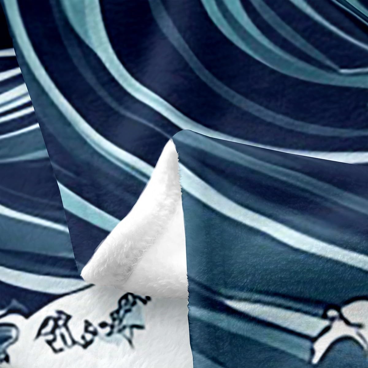 Erosebridal the Great Wave Fleece Blanket Queen All Season Soft Japanese Kanagawa Abstract Lines Art Flannel Blanket Sofa Bed Couch Decor Hand Painted Ocean Wave Throw Blanket Warm for Kids Boys Girls