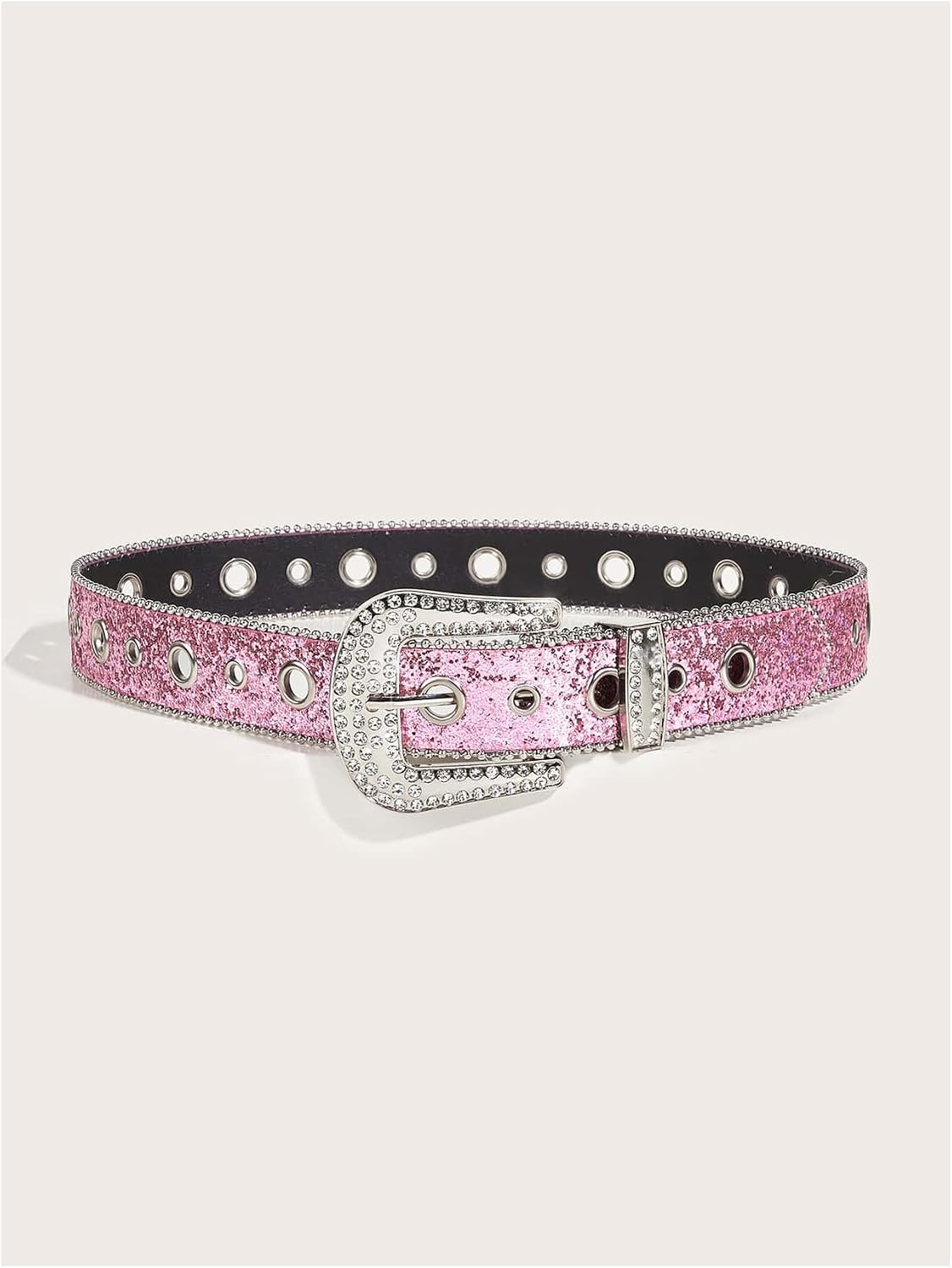 BEAUDRM Women's Y2K Butterfly Buckle Belt Glitter Sequin PU Leather Street Waist Belts