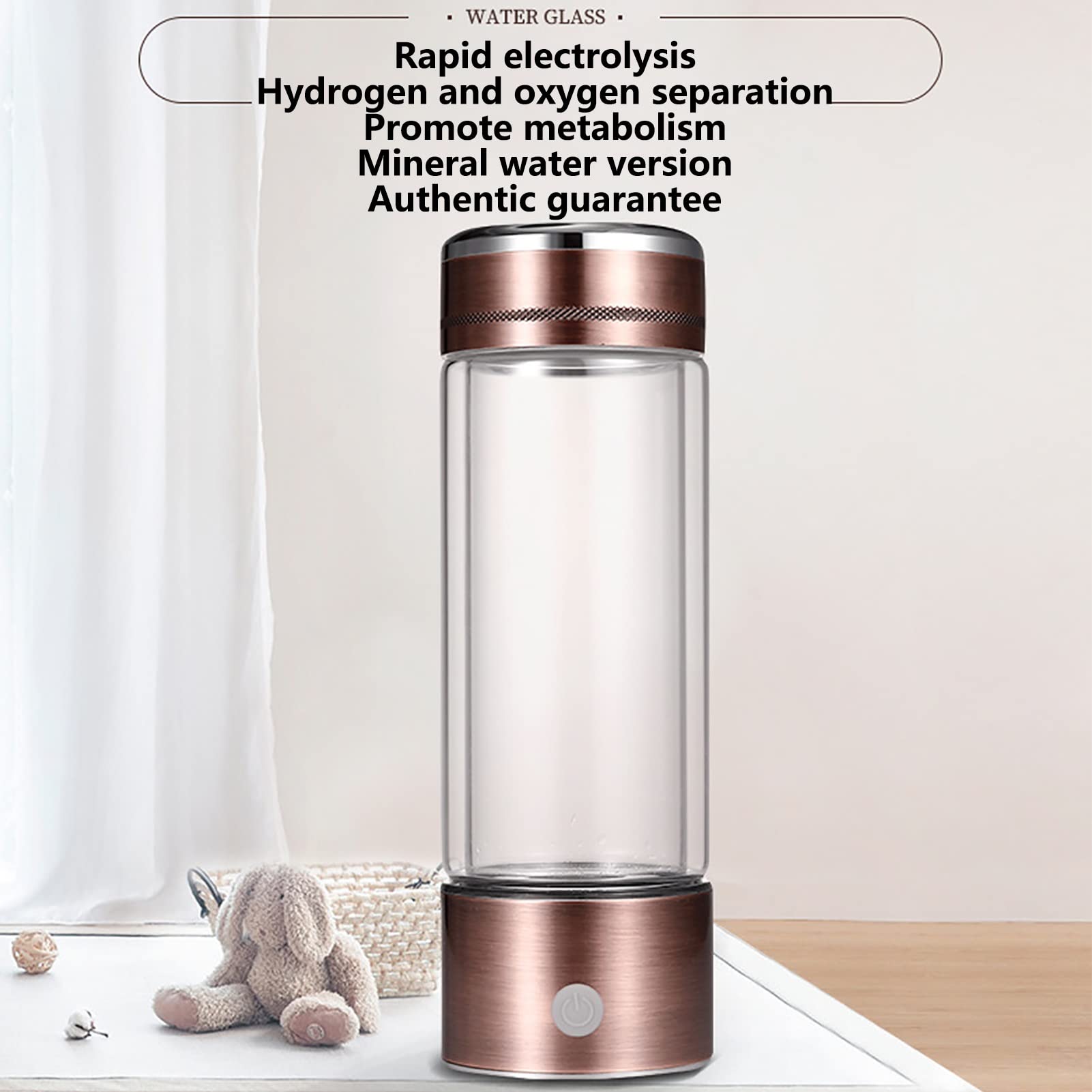 Bouteille d'eau hydrogène, générateur d'eau alcaline Riche hydrogène Portable, ioniseur, Produit Une teneur hydrogène jusqu'à 800-1200 PPB, Haute Concentration avec Adaptateur d'eau minérale pour r