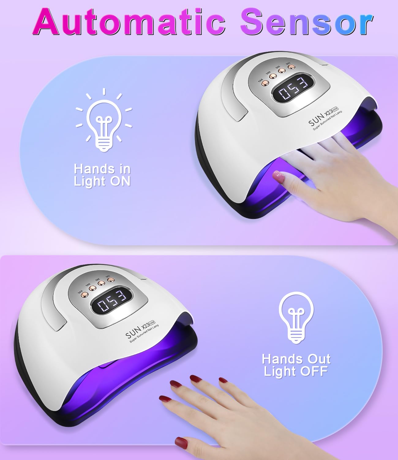 Lampa UV LED do paznokci 380W, profesjonalna automatyczna suszarka, szybkoschnąca, 81 lampa LED, duży ekran LCD, 4 timery 10s/30s/60s/99s