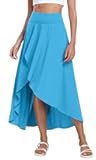 IUGA High Waist Maxi Skirt with Slit Ruffle Wrap Skirt Trendy Flowy Skirts for Women Long Skirts with Shorts Underneath