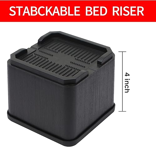 Miniatura 7 de Paquete de 8 elevadores de cama de gran tamaño, elevadores de muebles resistentes de 4 pulgadas que soportan hasta 6000 libras, bloques de elevación